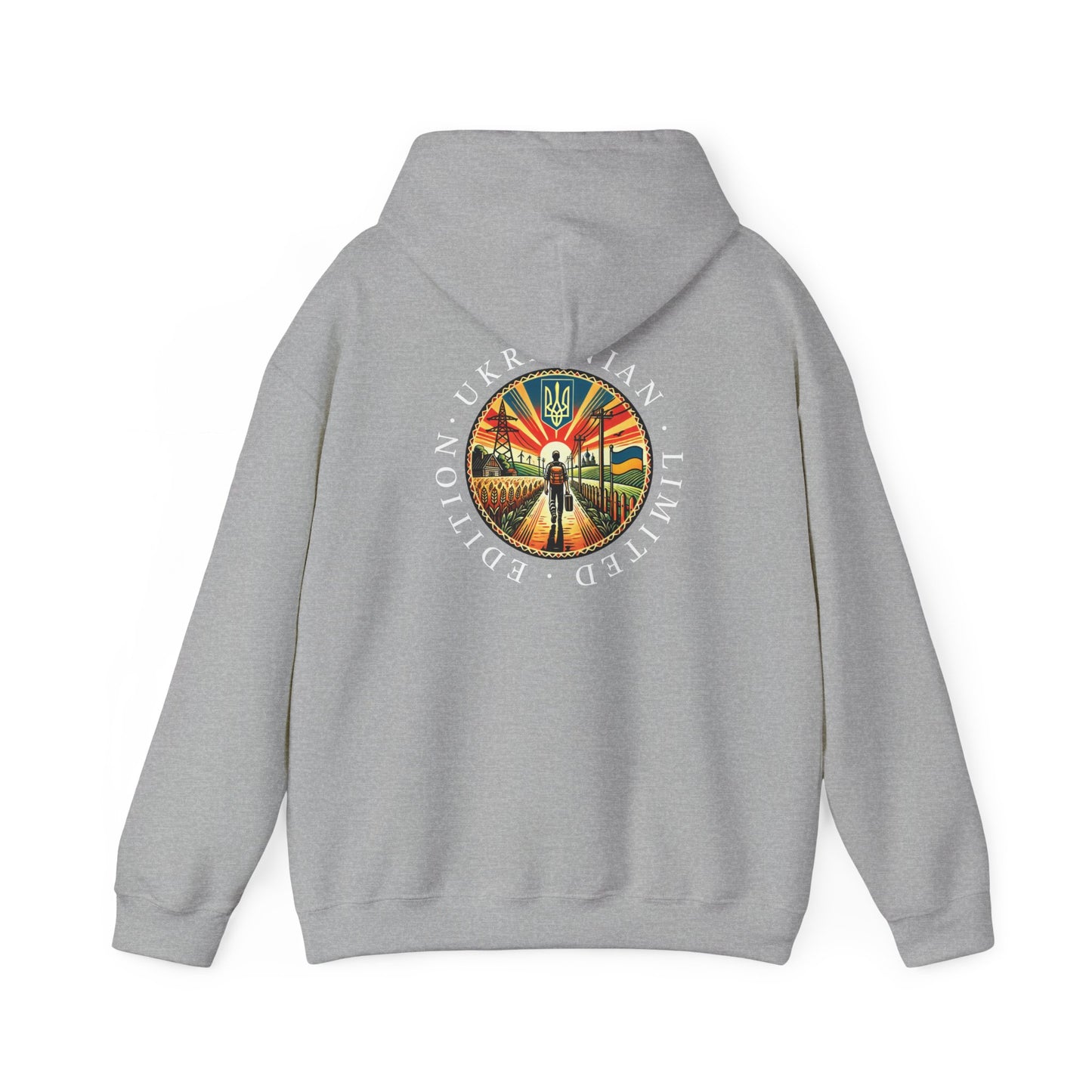 Ukraine Limited Edition Hoodie — Ukrainian Emblem Retro Sunset Design