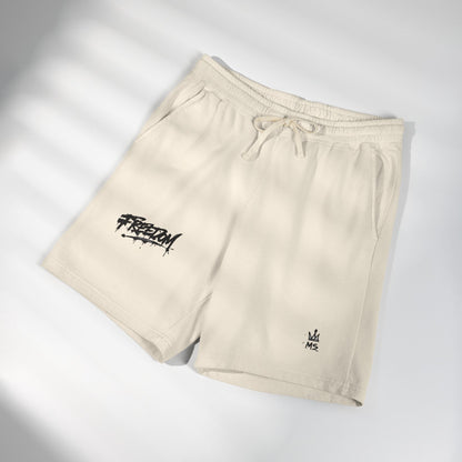 Fleece Sweat Shorts — Garment-Dyed Lightweight Lounge Shorts with 'Freedom' Graphic
