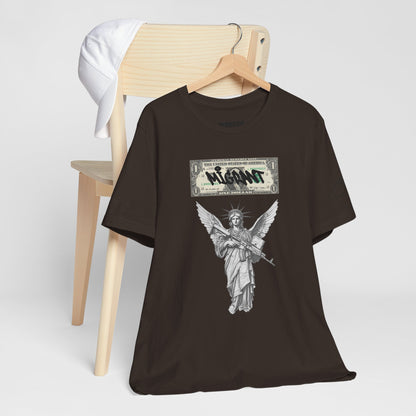 Statue of Liberty Angel Tee — 'MIGRANTS' Dollar Graphic Short Sleeve