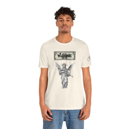 Statue of Liberty Angel Tee — 'MIGRANTS' Dollar Graphic Short Sleeve