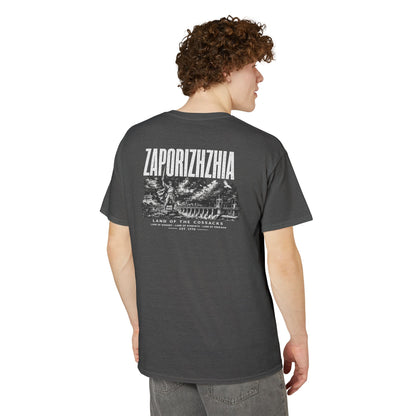 Zaporizhzhia Graphic T-Shirt — "Land of the Cossacks" Vintage Storm Design
