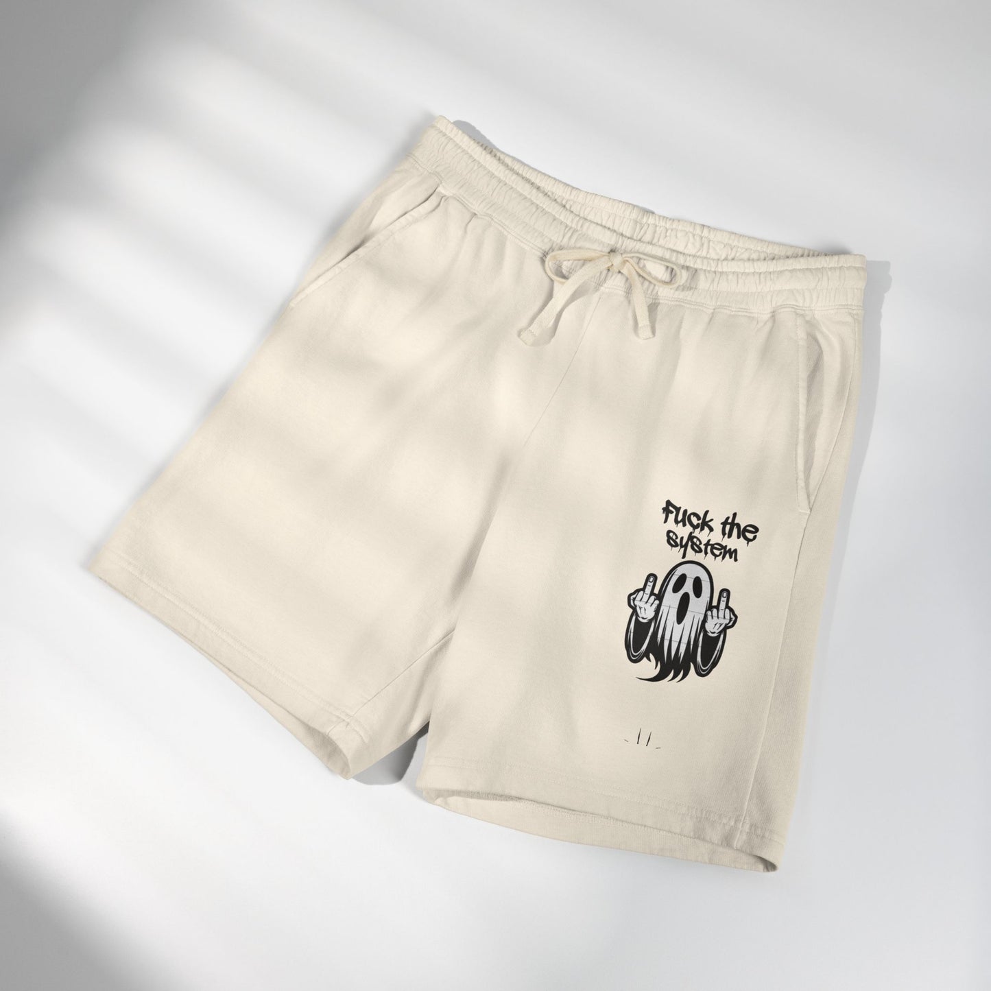 Fleece Shorts — 'Fuck the System' Ghost Graphic Sweat Shorts