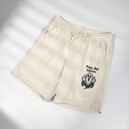 Fleece Shorts — 'Fuck the System' Ghost Graphic Sweat Shorts