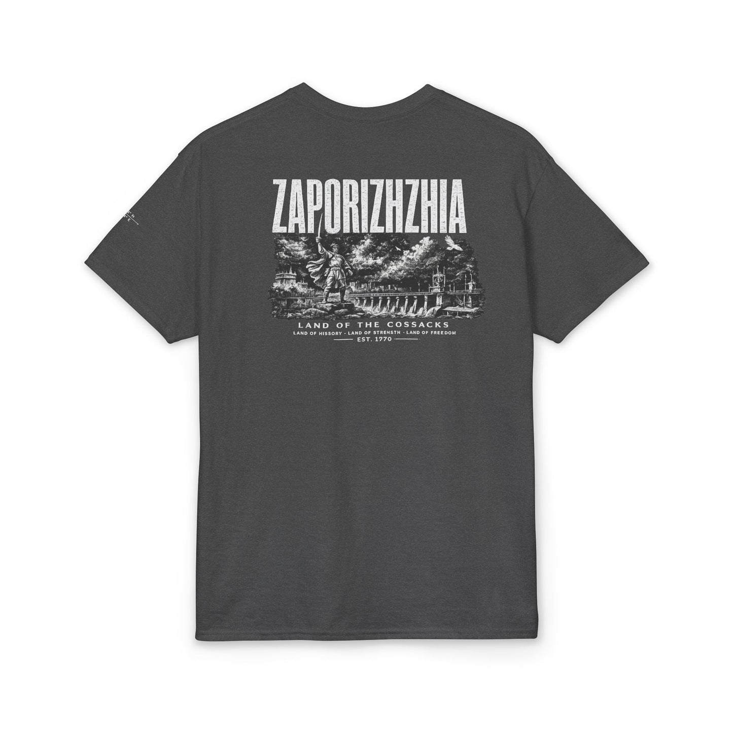 Zaporizhzhia Graphic T-Shirt — "Land of the Cossacks" Vintage Storm Design