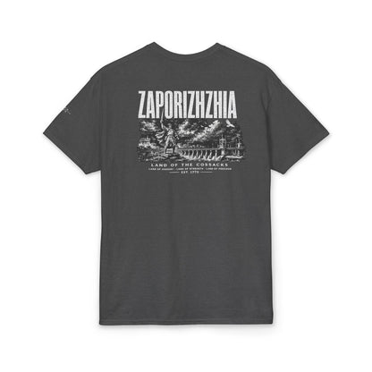 Zaporizhzhia Graphic T-Shirt — "Land of the Cossacks" Vintage Storm Design