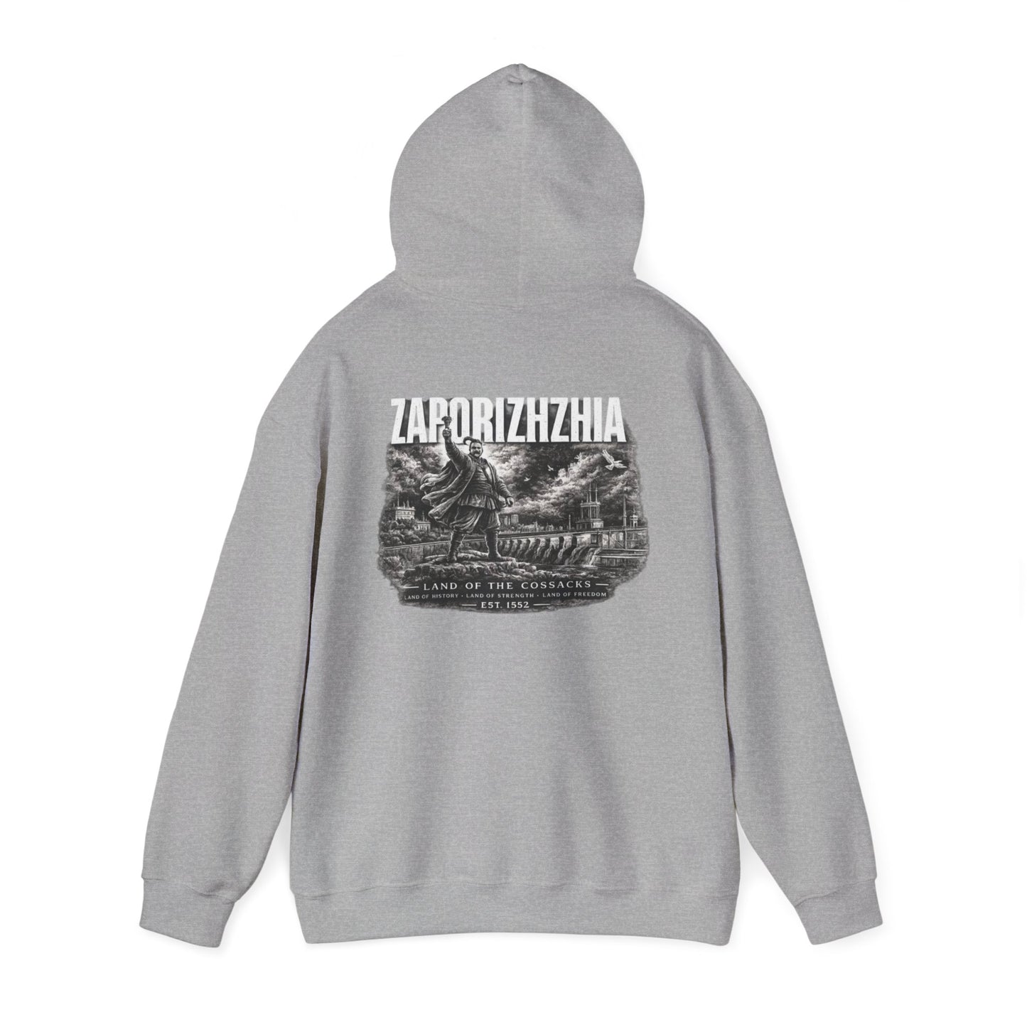 Zaporizhzhia Hoodie – Vintage Cityscape War Relief Design