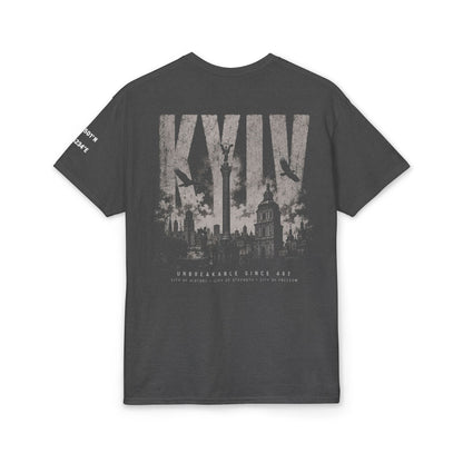 Kyiv Graphic T-Shirt — City Skyline Tribute Tee (front logo, back Kyiv design)