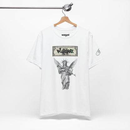 Statue of Liberty Angel Tee — 'MIGRANTS' Dollar Graphic Short Sleeve