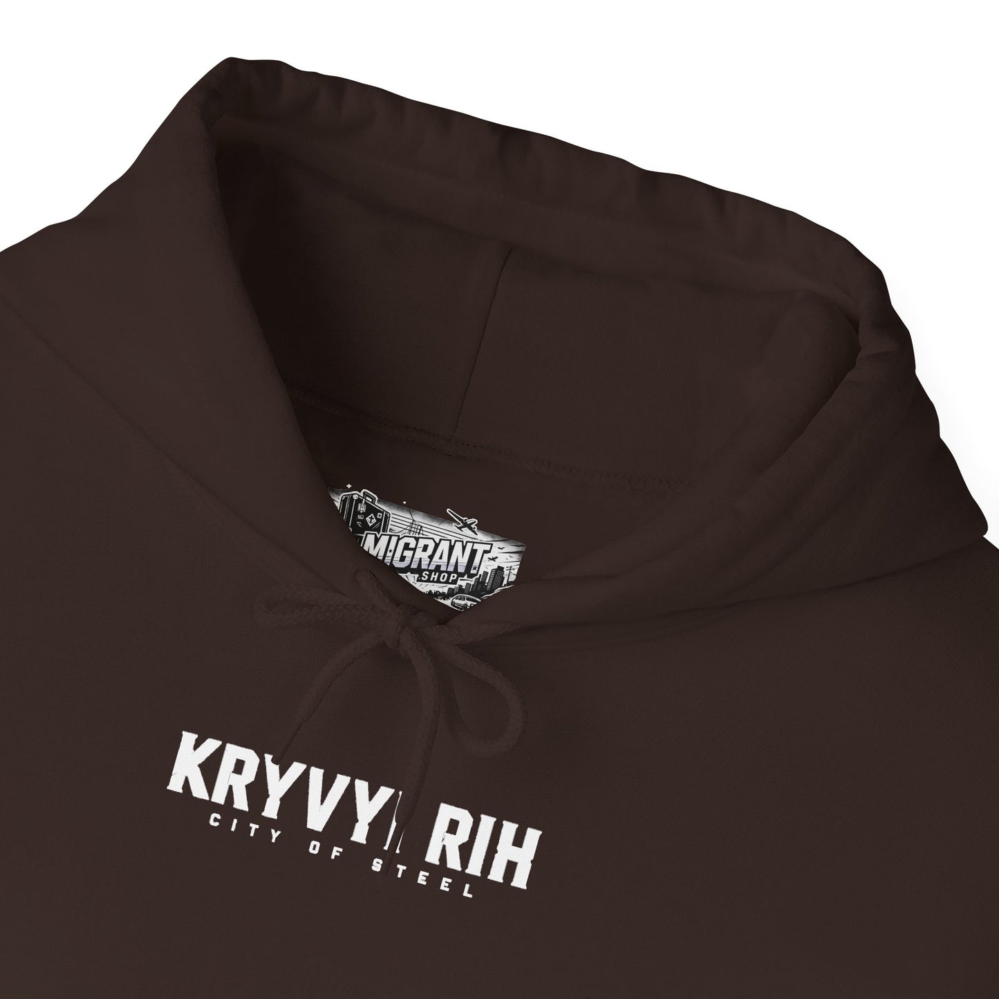 Hoodie — "Kryvyi Rih" Memorial Black Pullover with Cityscape Back Print