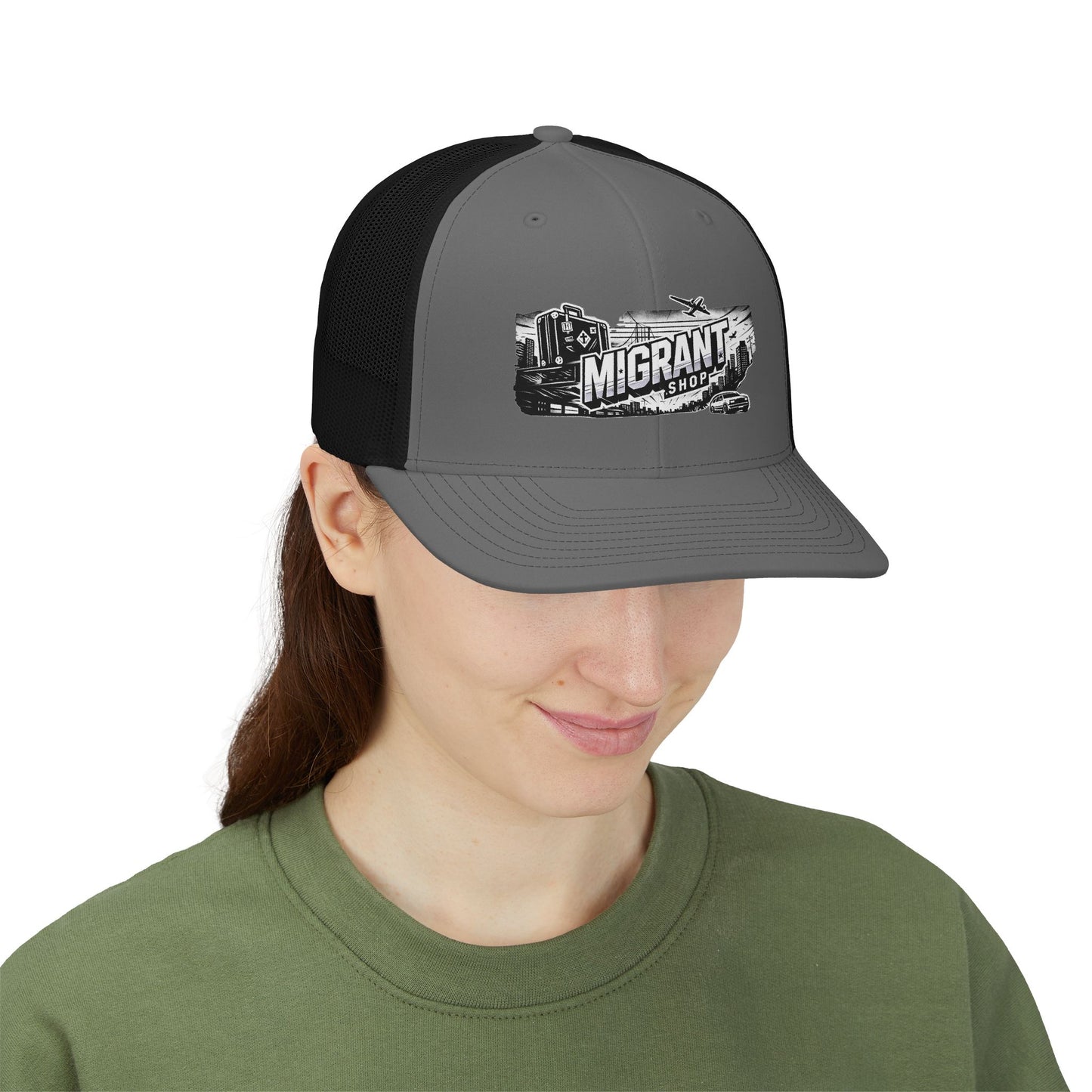 Trucker Cap — 'Migrant Shop' Vintage Travel Logo Snapback