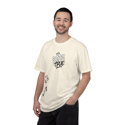 T-Shirt — 'Stay True' Graffiti Skate Tee with 'Fuck the System' Back Accent
