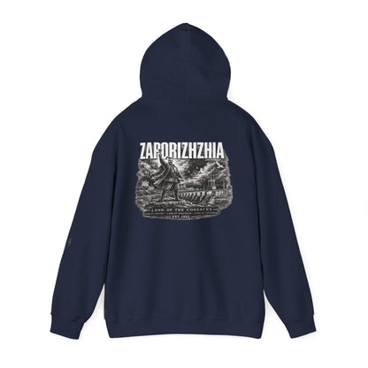 Zaporizhzhia Hoodie – Vintage Cityscape War Relief Design