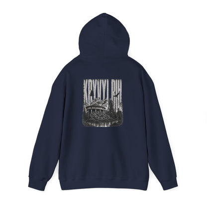 Hoodie — "Kryvyi Rih" Memorial Black Pullover with Cityscape Back Print