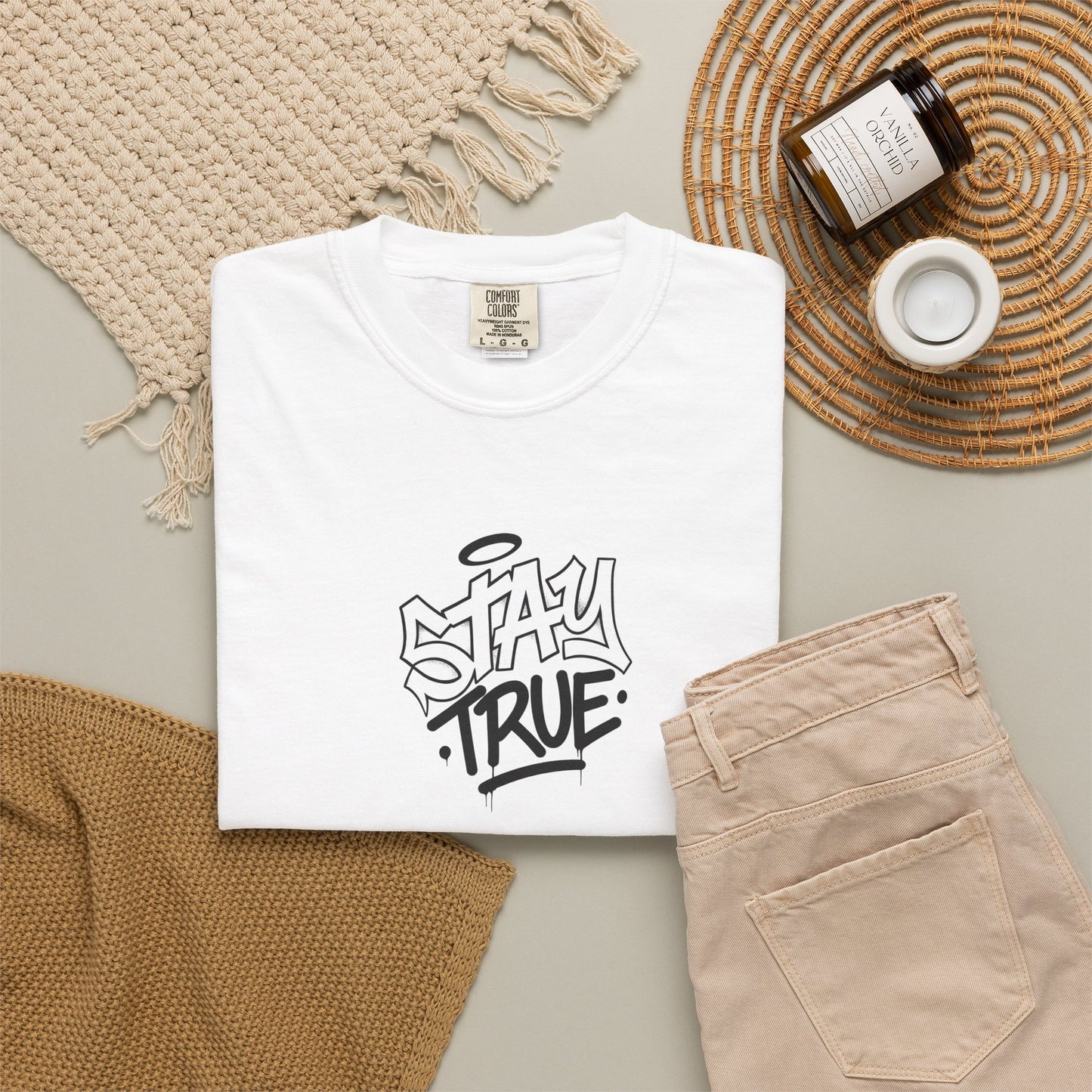 T-Shirt — 'Stay True' Graffiti Skate Tee with 'Fuck the System' Back Accent