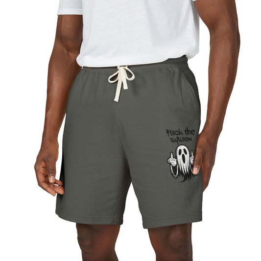 Fleece Shorts — 'Fuck the System' Ghost Graphic Sweat Shorts