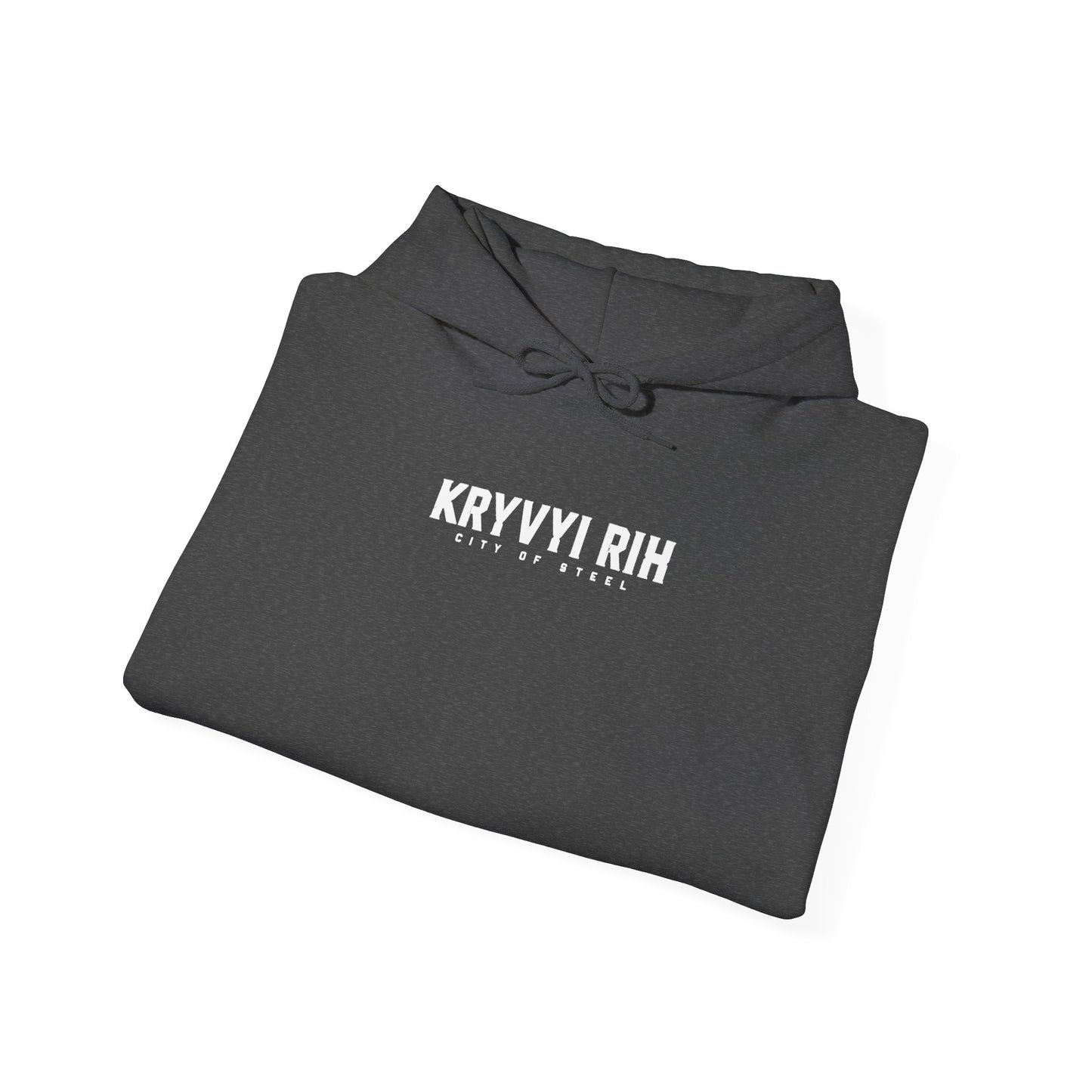 Hoodie — "Kryvyi Rih" Memorial Black Pullover with Cityscape Back Print