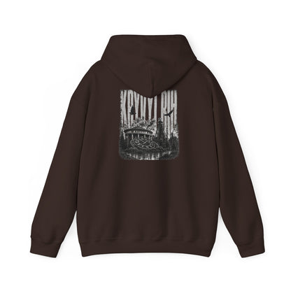Hoodie — "Kryvyi Rih" Memorial Black Pullover with Cityscape Back Print