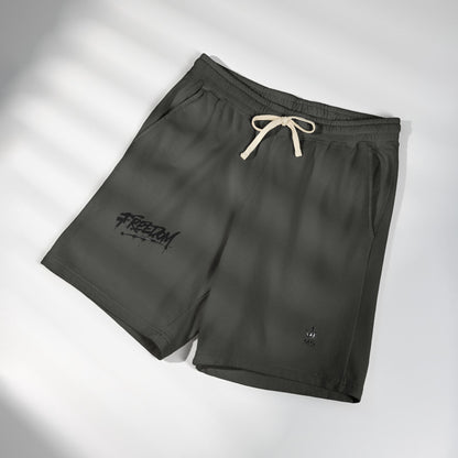 Fleece Sweat Shorts — Garment-Dyed Lightweight Lounge Shorts with 'Freedom' Graphic