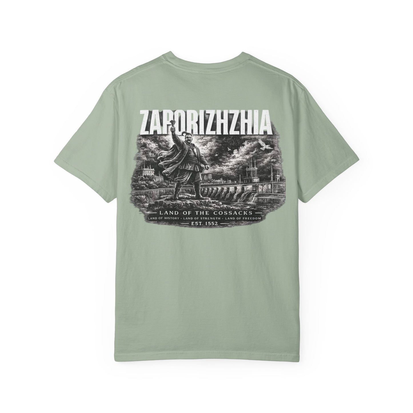 Zaporizhzhia Landmark T-Shirt — 'Land of the Cossacks' Graphic Tee