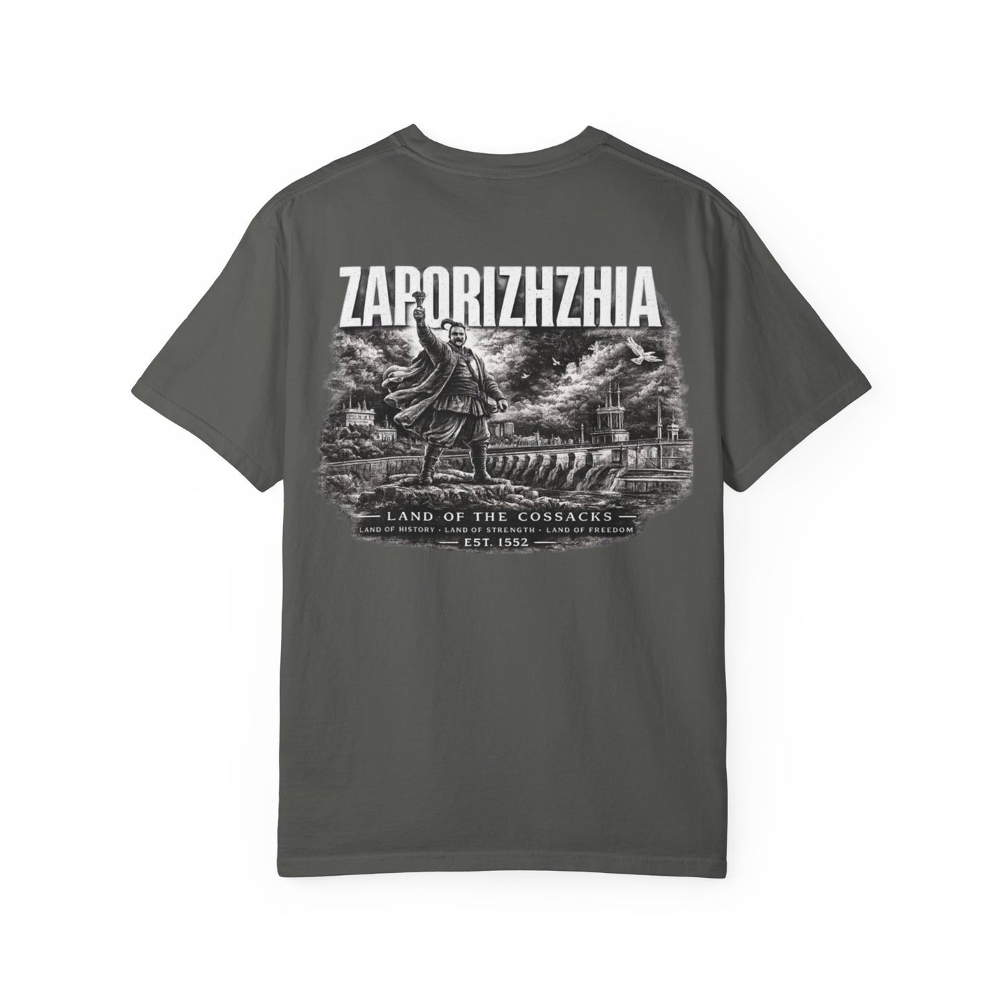 Zaporizhzhia Landmark T-Shirt — 'Land of the Cossacks' Graphic Tee