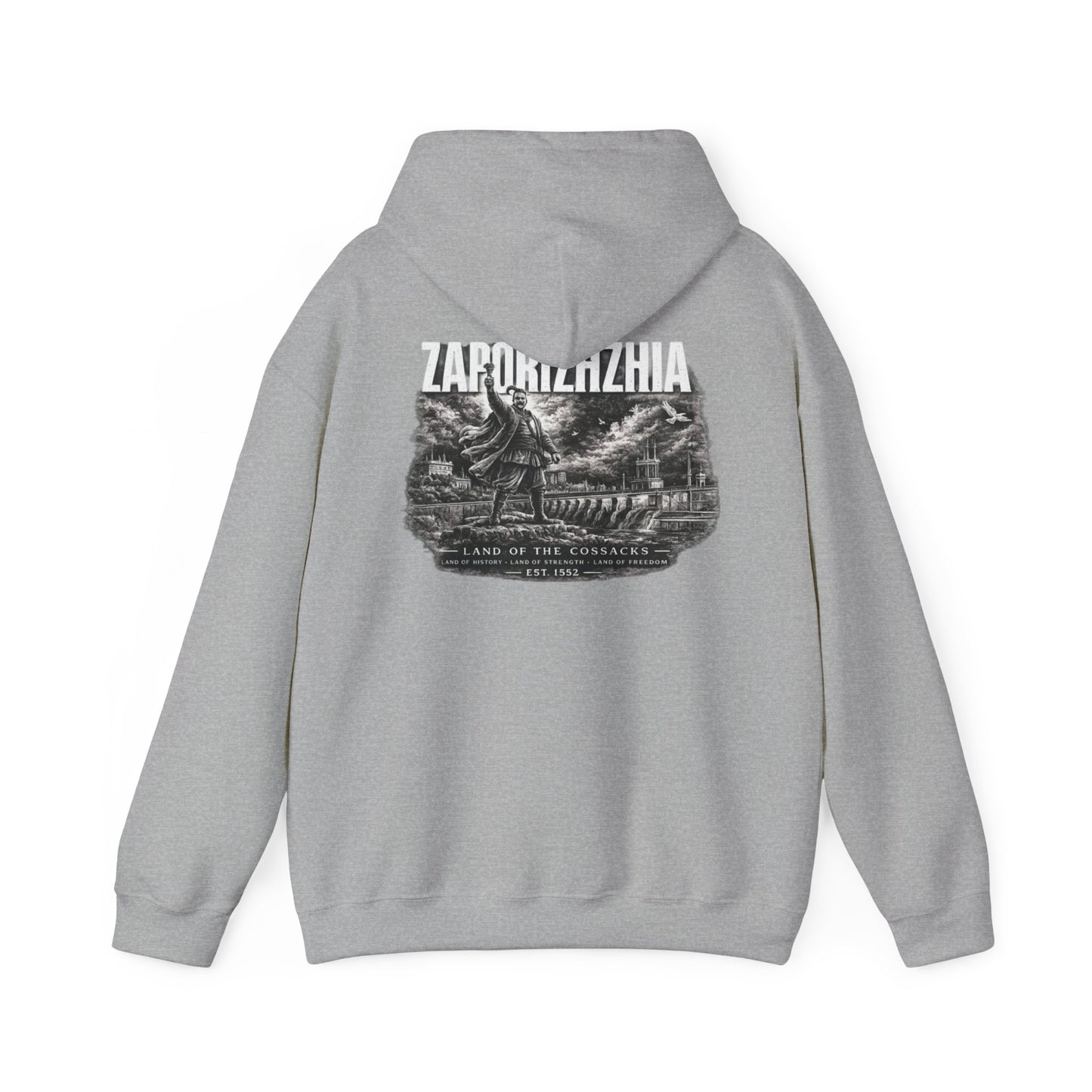 Zaporizhzhia Hoodie – Vintage Cityscape War Relief Design