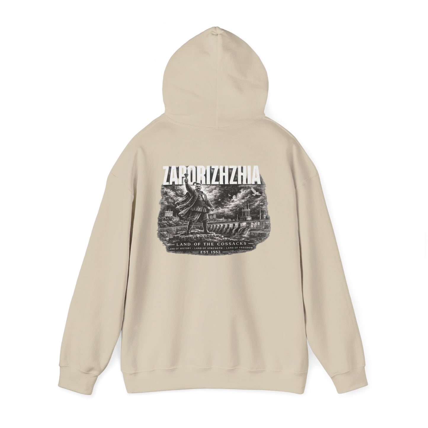 Zaporizhzhia Hoodie – Vintage Cityscape War Relief Design