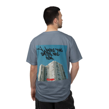 Photo Backprint T‑Shirt — Urban Graffiti 'Across the Skies Not Real' Streetwear