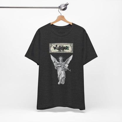 Statue of Liberty Angel Tee — 'MIGRANTS' Dollar Graphic Short Sleeve